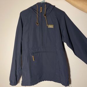 Women’s LL Bean Mountain Classic Anorak large navy blue quarter zip jacket